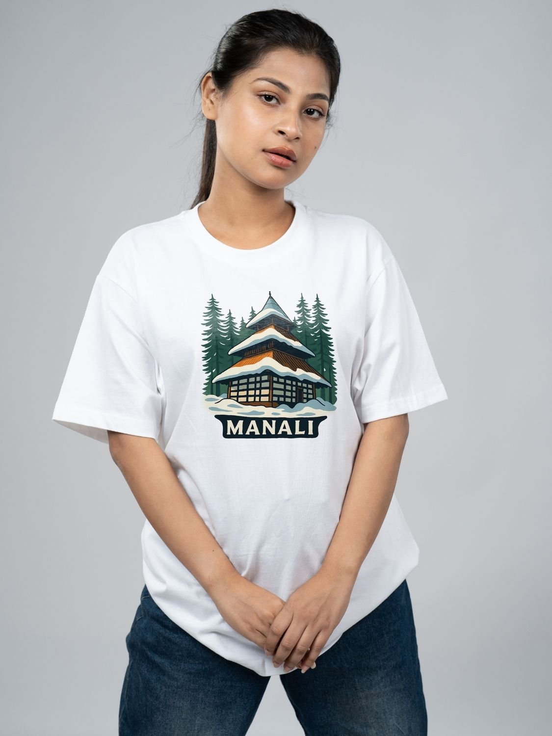 Roads to India® Pure Cotton Regular, Oversized Travel t-shirt for Men - Manali - Unisex Round Neck Printed Casual fit Drop Shoulder 180-220 GSM | S - 5XL | Black, White