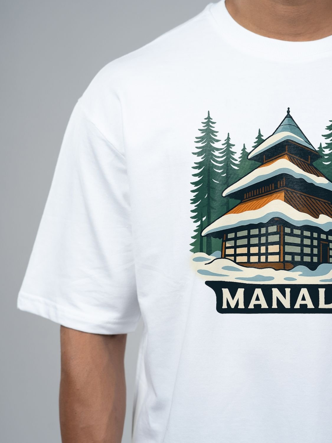 Roads to India® Pure Cotton Regular, Oversized Travel t-shirt for Men - Manali - Unisex Round Neck Printed Casual fit Drop Shoulder 180-220 GSM | S - 5XL | Black, White