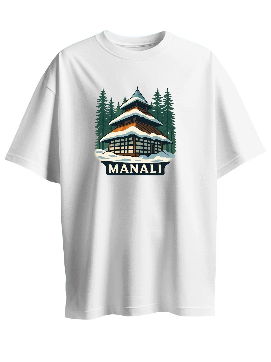 Roads to India® Pure Cotton Regular, Oversized Travel t-shirt for Men - Manali - Unisex Round Neck Printed Casual fit Drop Shoulder 180-220 GSM | S - 5XL | Black, White