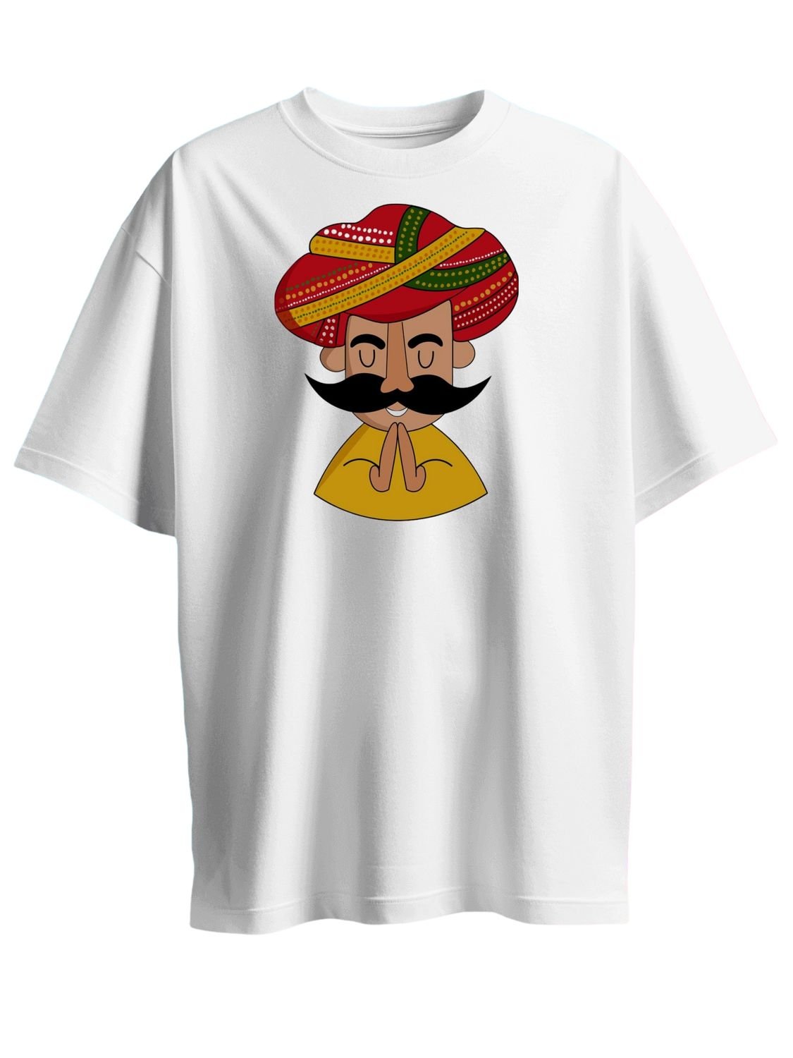 Roads to India® T-Shirt for Men – 100% Cotton Welcome to Rajasthan Unisex Half Sleeve Round Neck Graphic Print Tee | Regular & Oversized Fit | 180/220 GSM | S–5XL | White, Golden Yellow