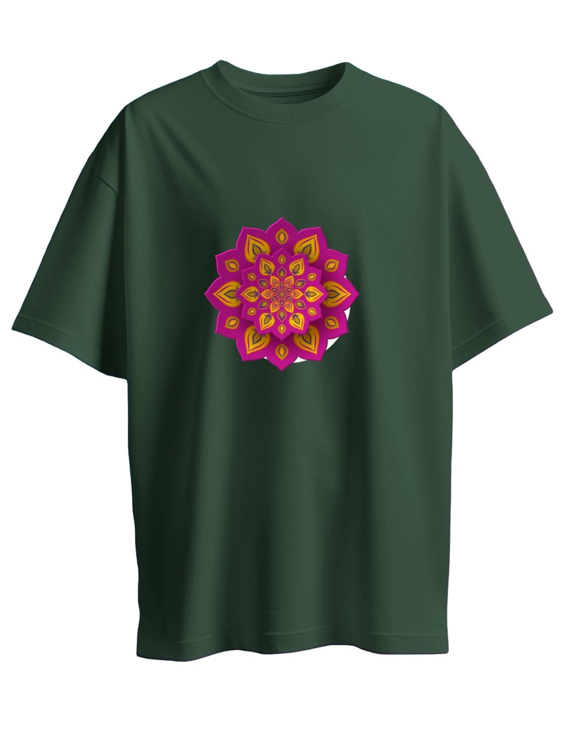 Roads to India® T-Shirt for Men – 100% Cotton Rangoli Half Sleeve Round Neck Graphic Print Tee | Unisex Regular & Oversized Fit | 180/220 GSM | S–5XL | Black, Navy Blue, Olive Green, Yellow, White