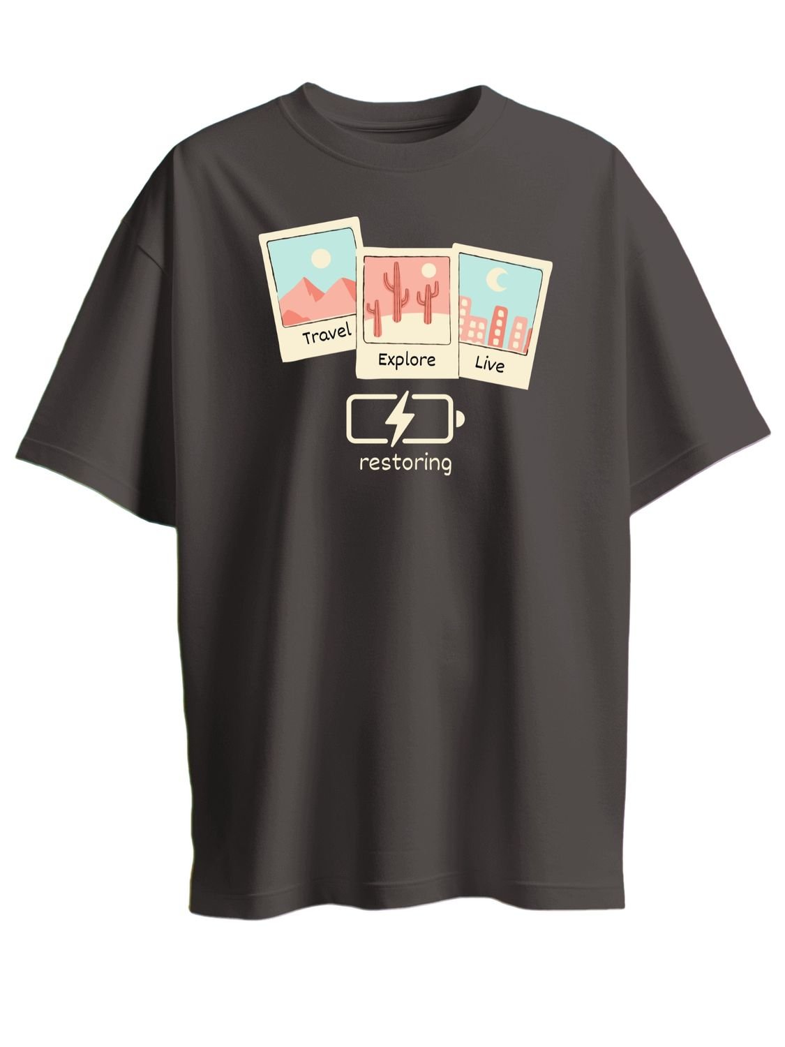 Roads to India® Cotton T-Shirt for Men – Restore Your Soul Graphic Print Tee | Half Sleeve Round Neck | Unisex Regular & Oversized Fit | 180/220 GSM | Red, Navy Blue, Grey, Black | S to 5XL