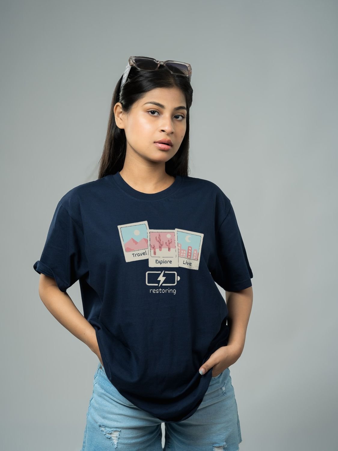 Roads to India® Cotton T-Shirt for Men – Restore Your Soul Graphic Print Tee | Half Sleeve Round Neck | Unisex Regular & Oversized Fit | 180/220 GSM | Red, Navy Blue, Grey, Black | S to 5XL