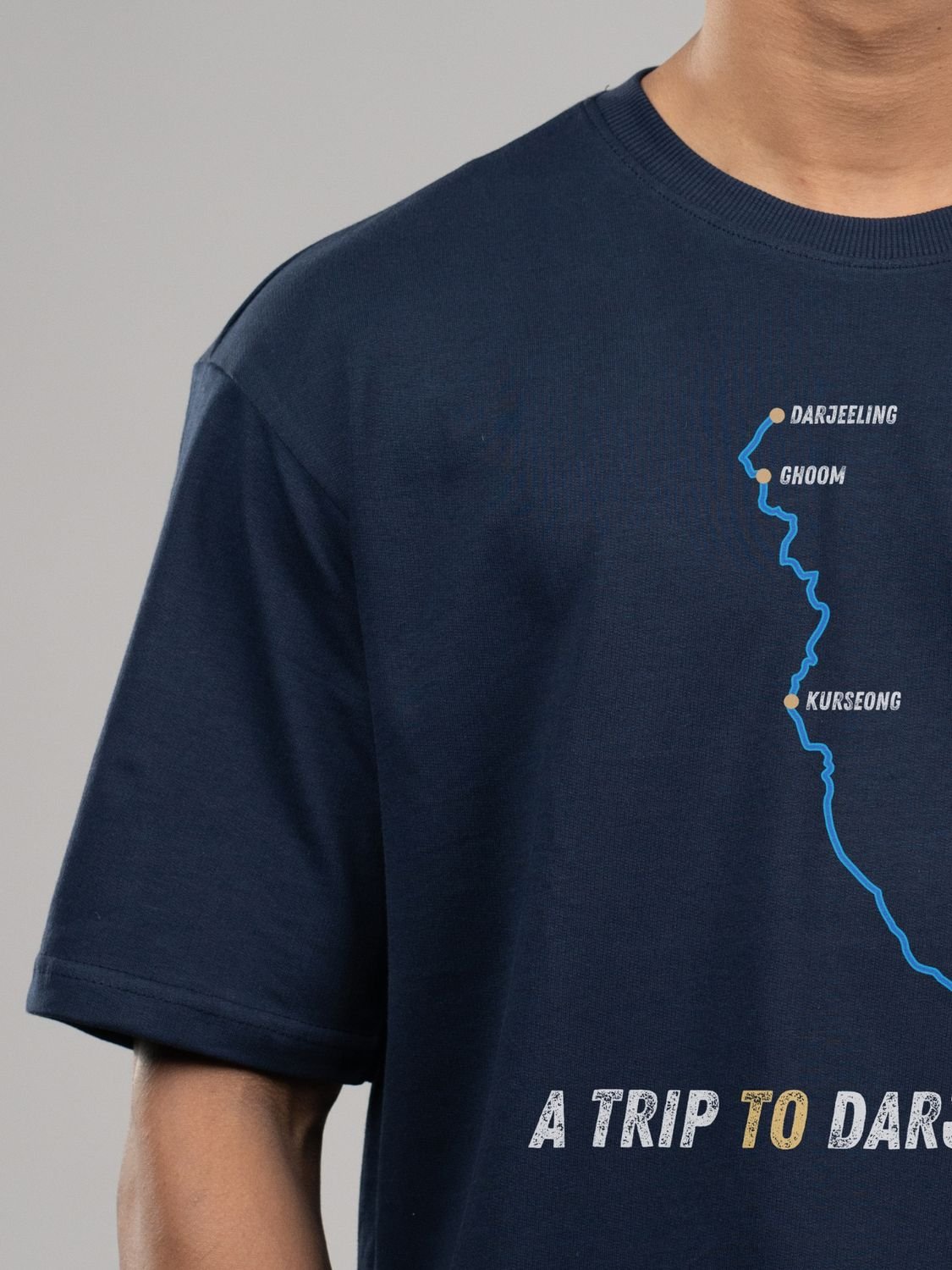 Roads to India® Men's Pure Cotton Travel T-Shirt – Siliguri to Darjeeling Graphic Tee | Unisex Fit (Regular & Oversized) | 180/220 GSM | Half Sleeve, Round Neck | S–5XL | Black, Navy Blue, Olive