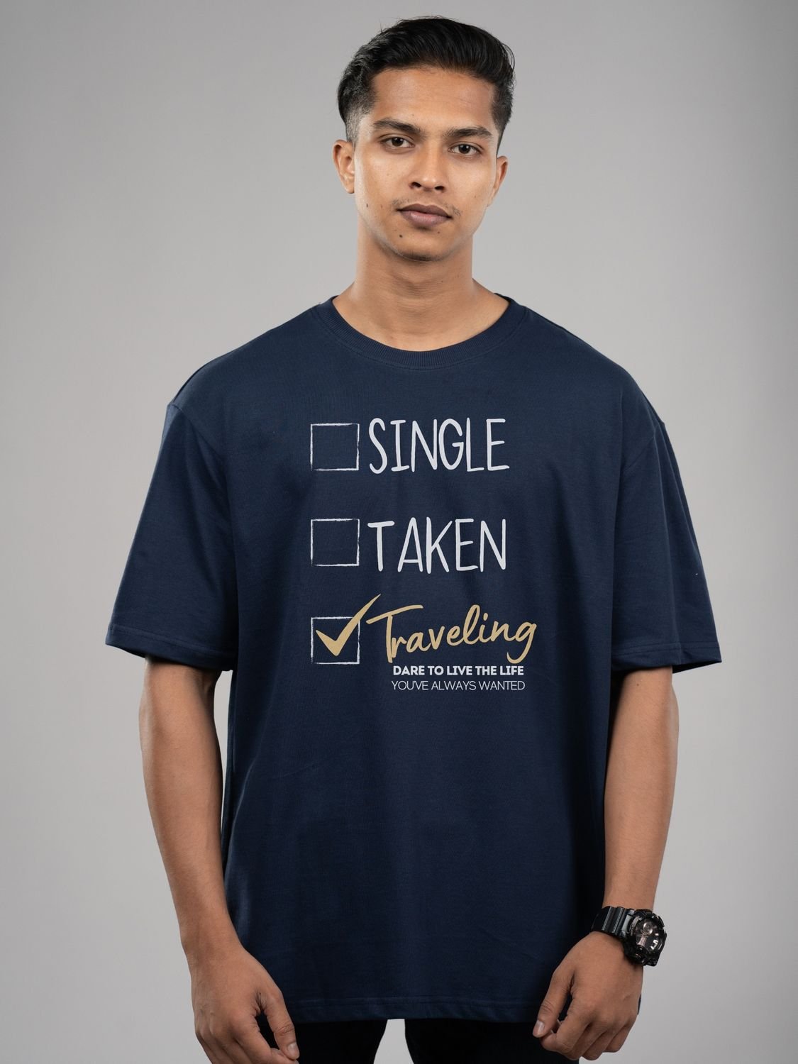 Roads to India® Cotton T-Shirt for Men – Single, Taken Graphic Print Tee | Half Sleeve Round Neck | Unisex Regular & Oversized Fit | 180/220 GSM | Navy Blue, Black, Red | S to 5XL