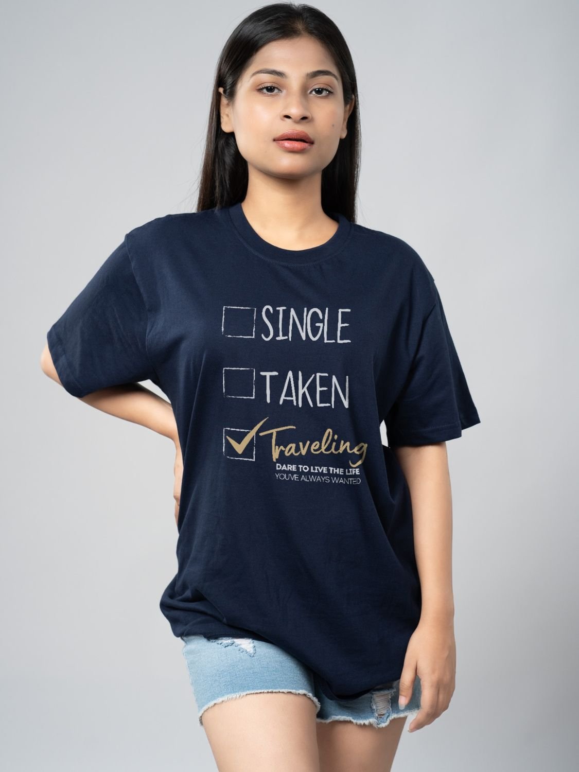 Roads to India® Cotton T-Shirt for Men – Single, Taken Graphic Print Tee | Half Sleeve Round Neck | Unisex Regular & Oversized Fit | 180/220 GSM | Navy Blue, Black, Red | S to 5XL