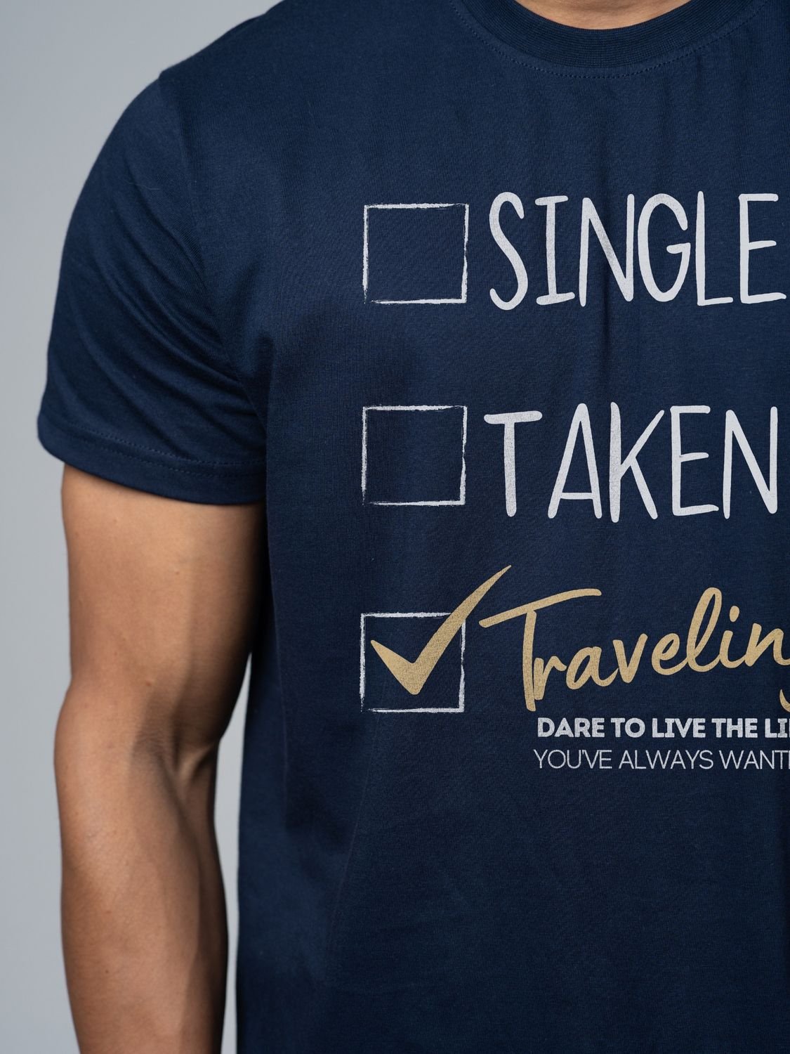 Roads to India® Cotton T-Shirt for Men – Single, Taken Graphic Print Tee | Half Sleeve Round Neck | Unisex Regular & Oversized Fit | 180/220 GSM | Navy Blue, Black, Red | S to 5XL