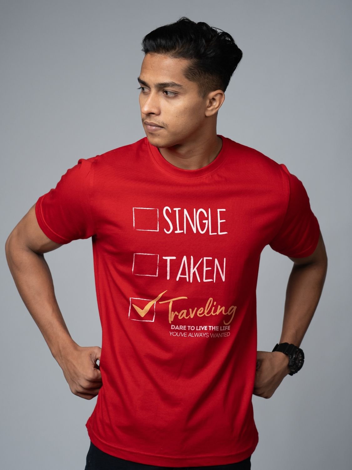 Roads to India® Cotton T-Shirt for Men – Single, Taken Graphic Print Tee | Half Sleeve Round Neck | Unisex Regular & Oversized Fit | 180/220 GSM | Navy Blue, Black, Red | S to 5XL