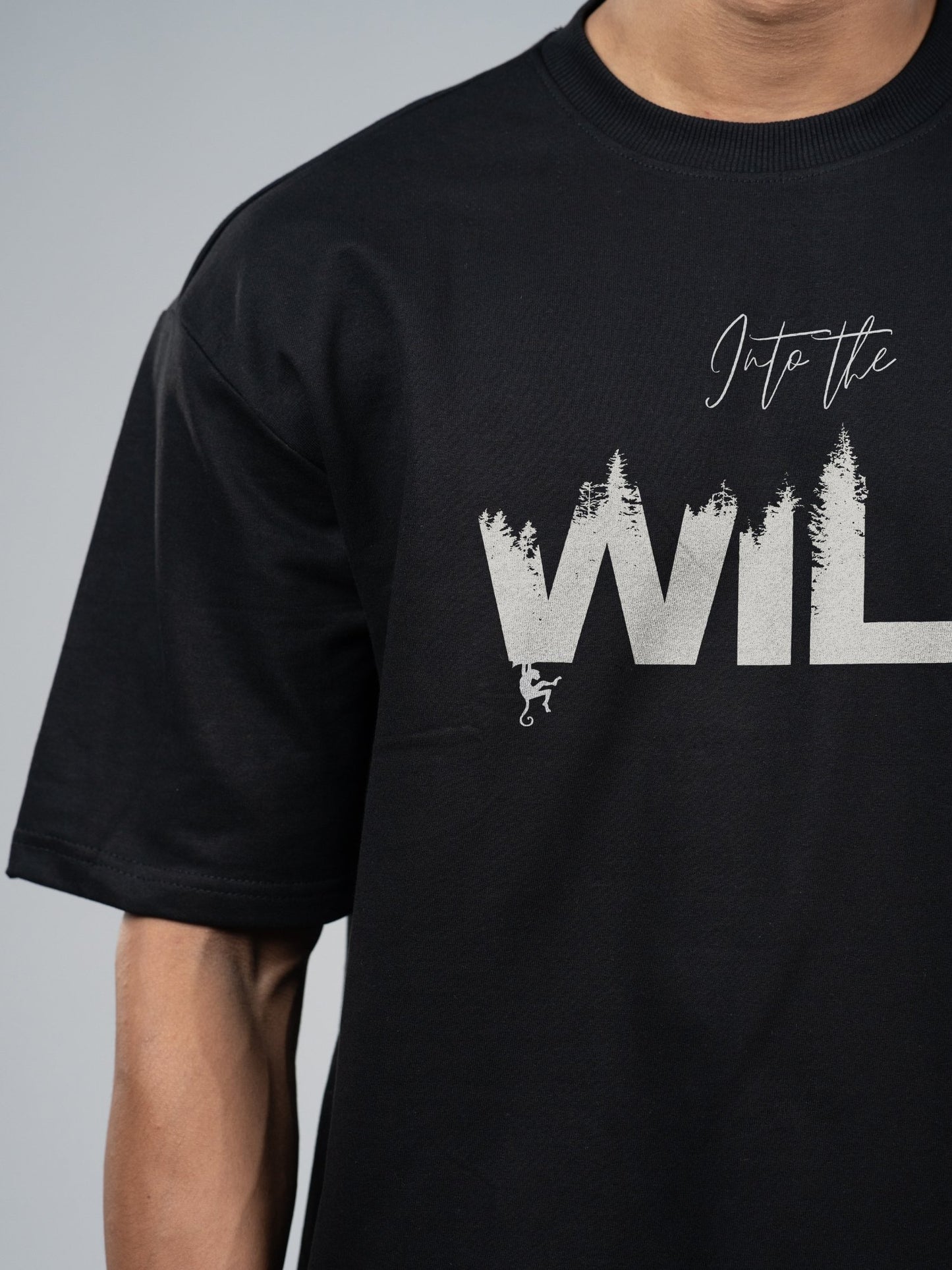 Roads to India® Men's Cotton Casual T-Shirt – Into The Wild Graphic Tee | Unisex Fit (Regular & Oversized) | 180/220 GSM | Half Sleeve, Round Neck | S–5XL | White, Black
