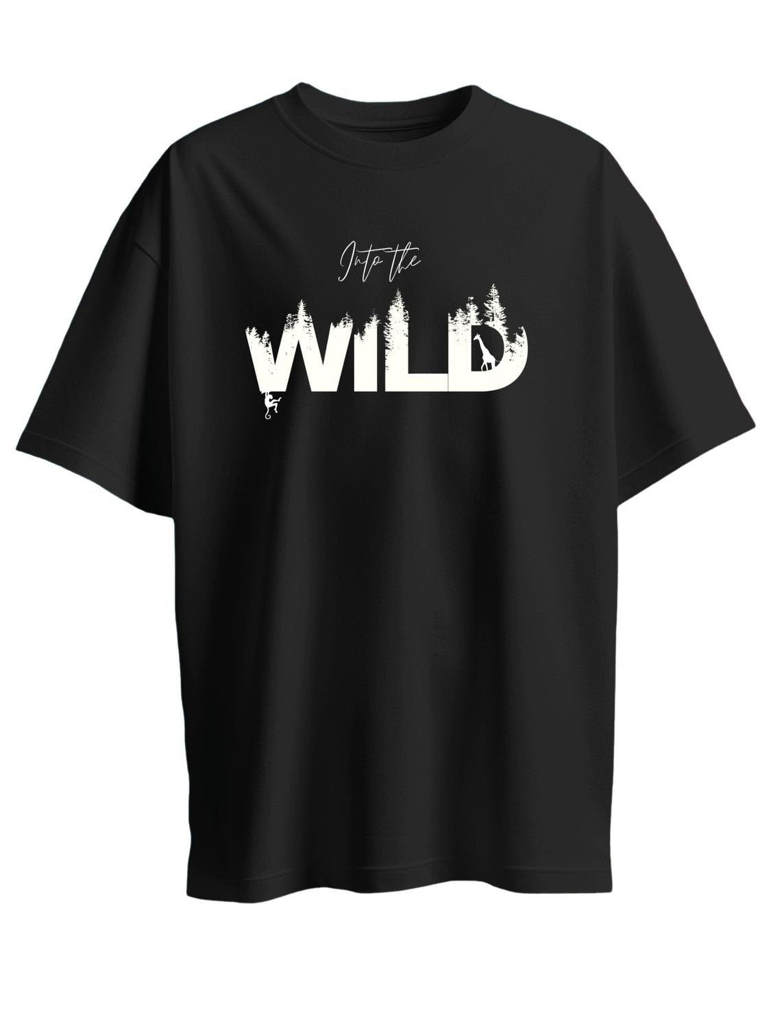 Roads to India® Men's Cotton Casual T-Shirt – Into The Wild Graphic Tee | Unisex Fit (Regular & Oversized) | 180/220 GSM | Half Sleeve, Round Neck | S–5XL | White, Black