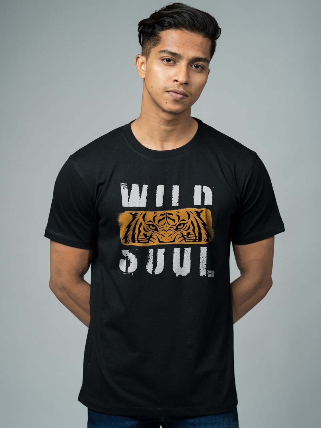 Roads to India® Men's Cotton Casual T-Shirt – Wild Soul Graphic Tee | Unisex Fit (Regular & Oversized) | 180/220 GSM | Half Sleeve, Round Neck | S–5XL | Black, Navy Blue, White