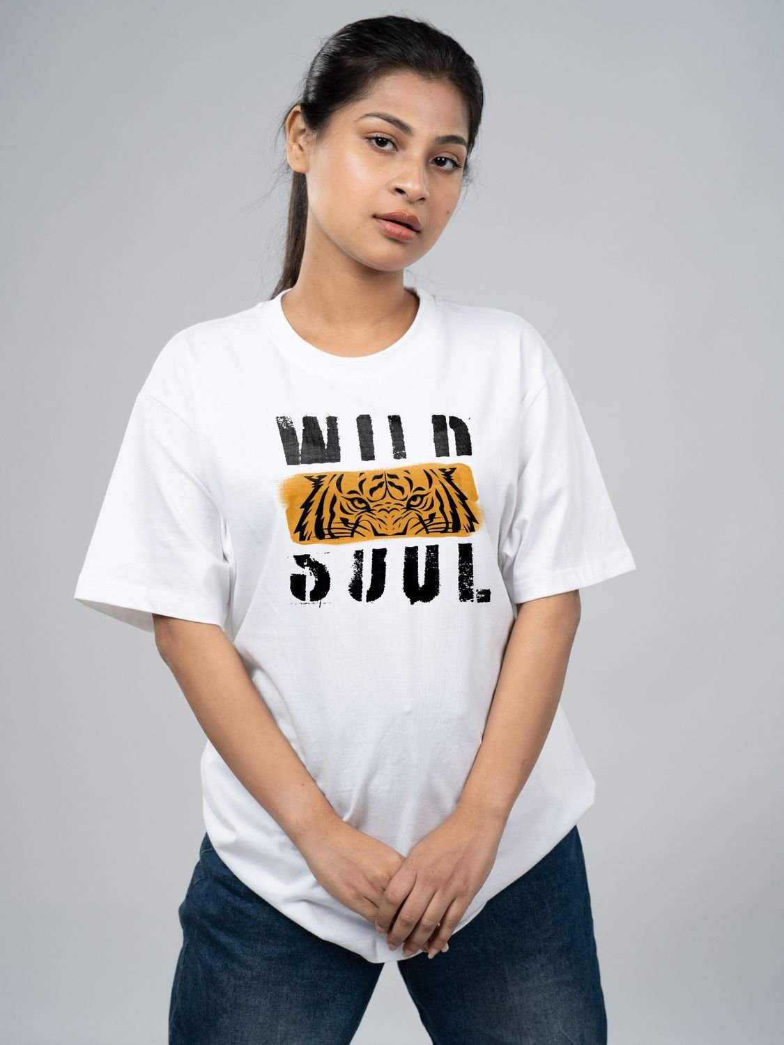 Roads to India® Men's Cotton Casual T-Shirt – Wild Soul Graphic Tee | Unisex Fit (Regular & Oversized) | 180/220 GSM | Half Sleeve, Round Neck | S–5XL | Black, Navy Blue, White