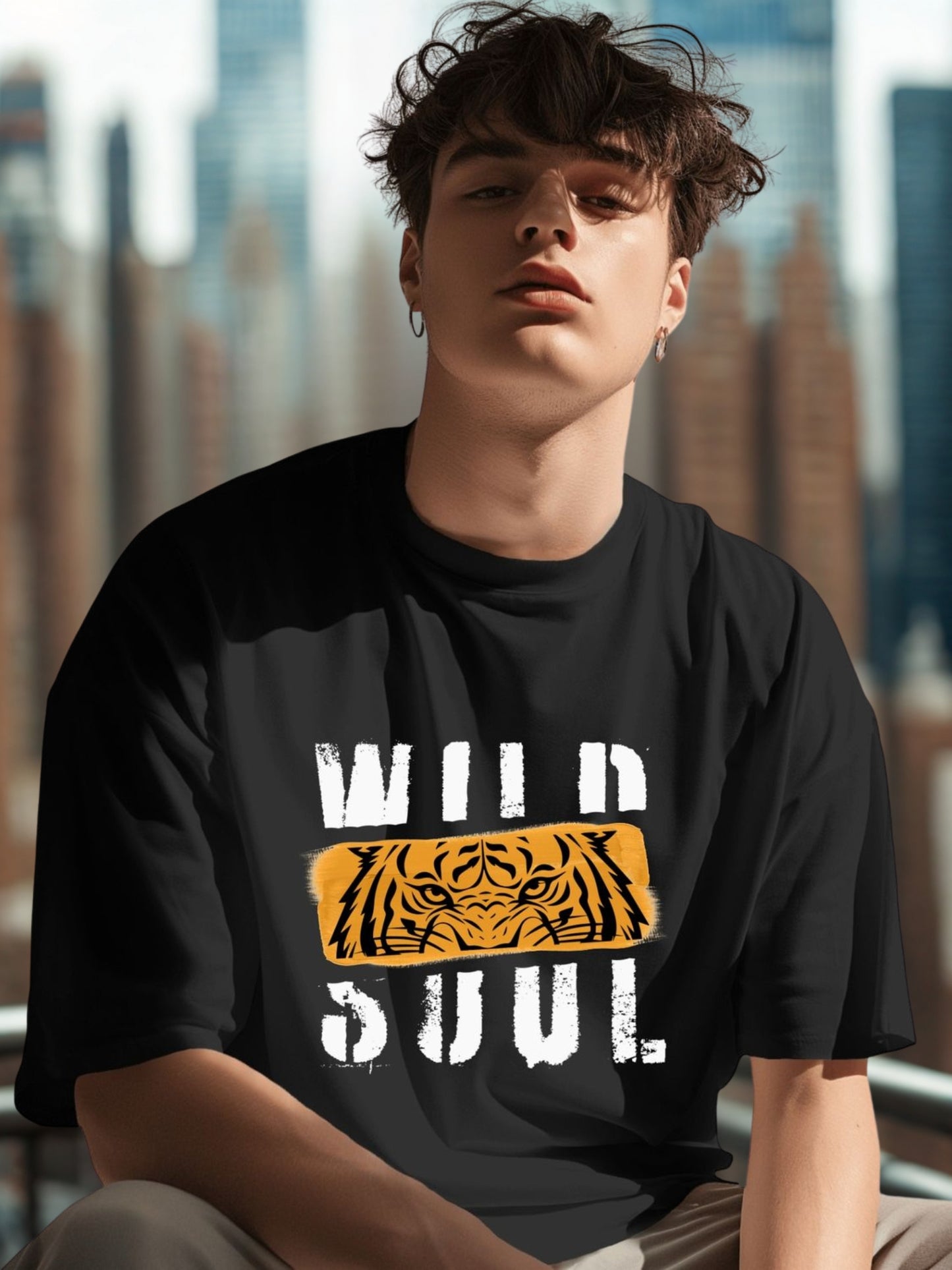 Roads to India Travel Tees - Wild Soul Unisex - Oversized Fit T-Shirts - Half Sleeve Crew Neck - 100% Combed Cotton, Sustainable Ink Print, BioWashed, Side-Seamed