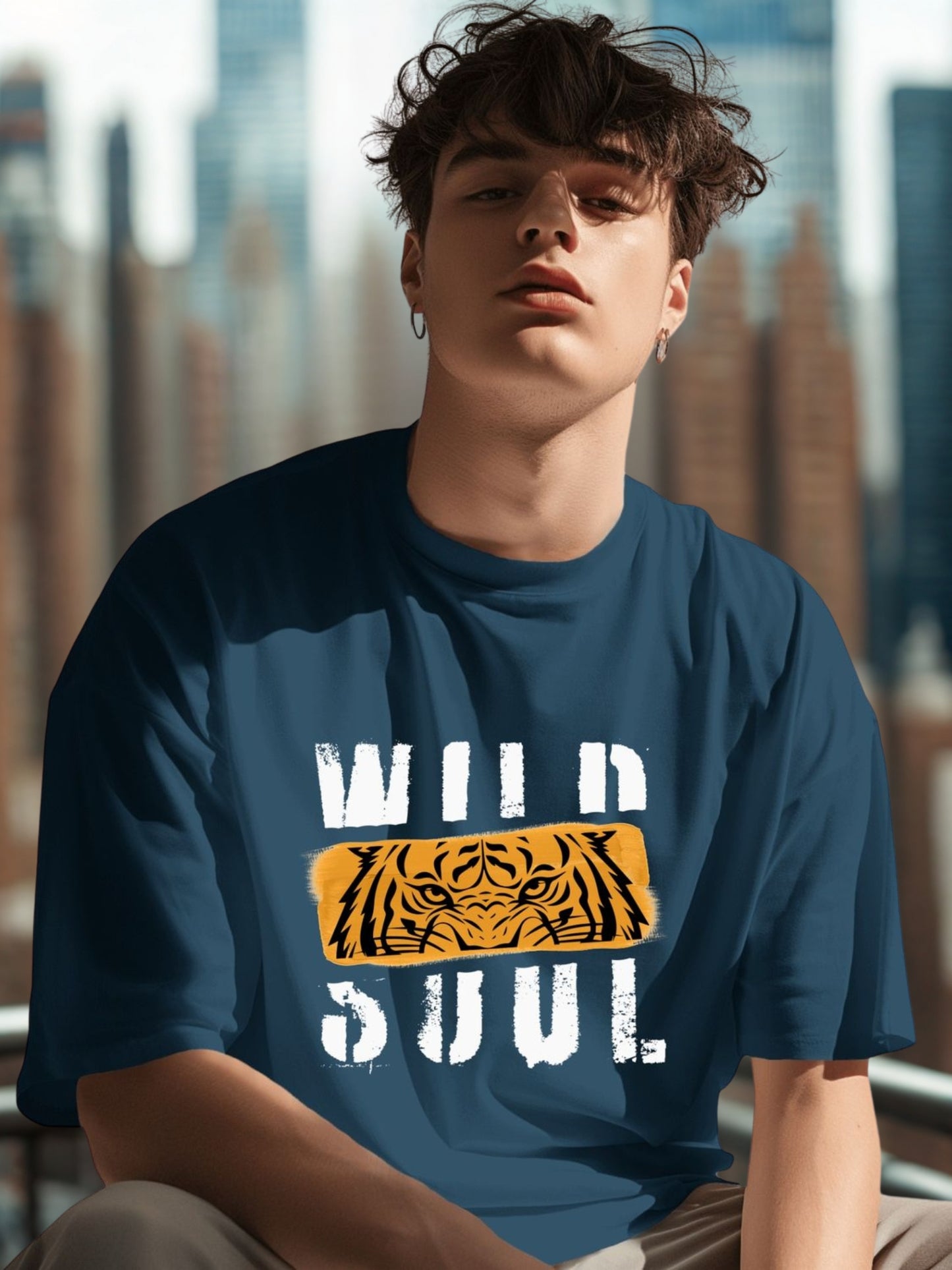 Roads to India Travel Tees - Wild Soul Unisex - Oversized Fit T-Shirts - Half Sleeve Crew Neck - 100% Combed Cotton, Sustainable Ink Print, BioWashed, Side-Seamed