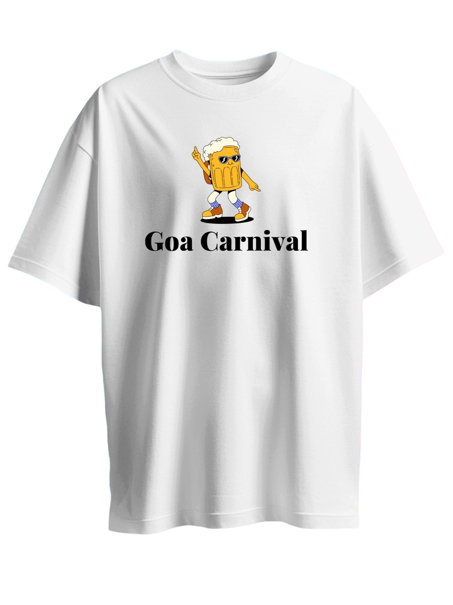 Roads to India® T-Shirt for Men – 100% Cotton Goa Carnival Half Sleeve Round Neck Graphic Print Tee | Unisex Regular & Oversized Fit | 180/220 GSM | S–5XL | White, Yellow, Red