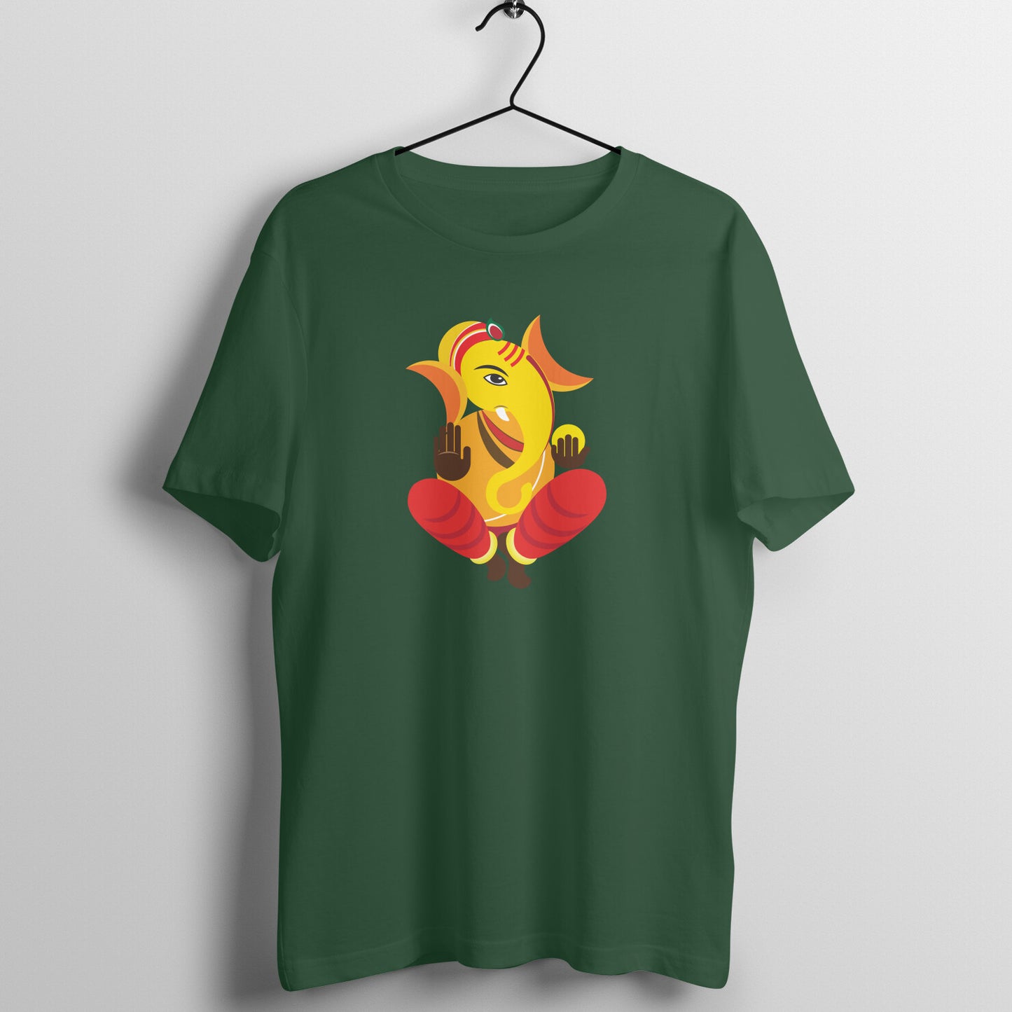 Ganesh Illustration - Exclusive Sitting Lord Ganesha -100% combed Organic cotton - Premium Quality - Unisex T shirt - Exclusive Design - Enjoy Ganesh Chaturthi With Roads To India