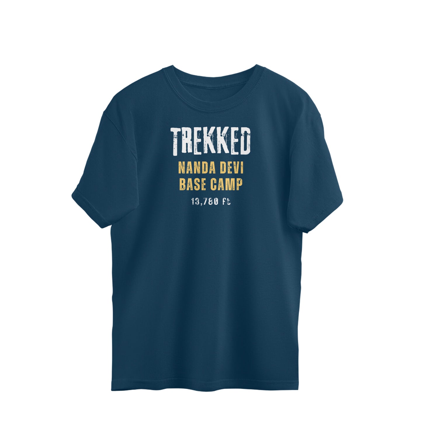 Roads to India Travel Tees - Trekked Nanda Devi Base Camp - Unisex Oversized T-Shirt - Half Sleeve Crew Neck - 100% Combed Cotton, Sustainable Ink Print, BioWashed, Side-Seamed, Graphic Printed Trekking Tee
