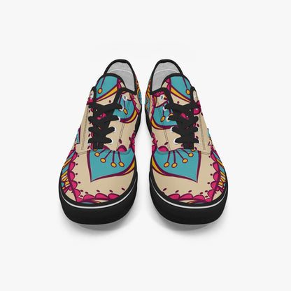 Roads to India - women sneakers with mandala art - Black/white