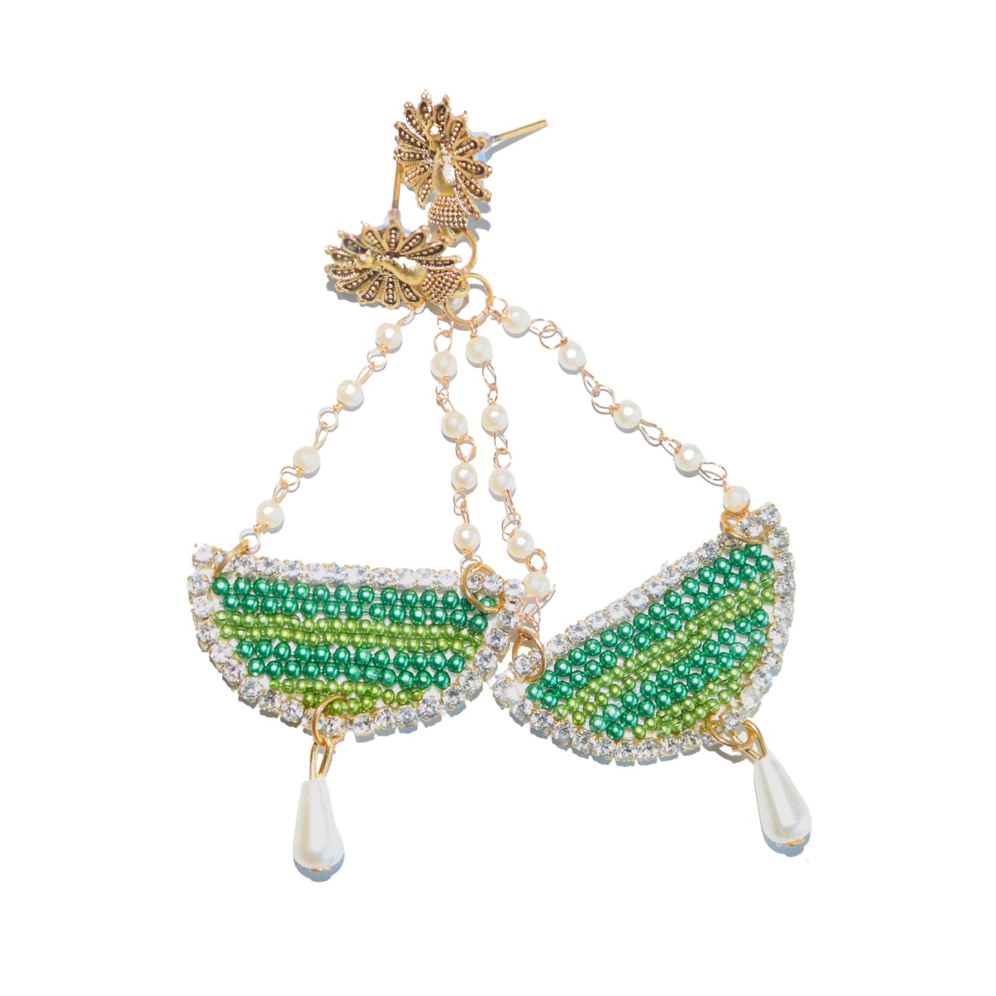 Roads To India Beaded Dangler Earring for Women/Girls - Wedding Party Look - Handmade Earrings