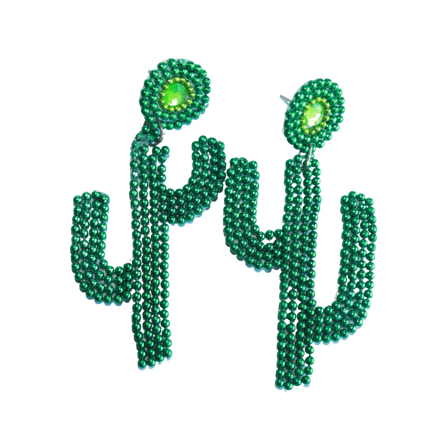 Roads To India Beaded Contemporary Cactus Studs Earring For Women/Girls - Handmade Earrings