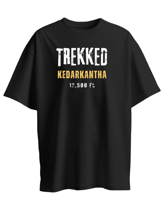Roads to India® Men's Cotton Trekking T-Shirt – Trekked Kedarkantha Graphic Tee | Unisex Fit (Regular & Oversized) | 180/220 GSM | Half Sleeve, Round Neck | S–5XL | Black, Navy Blue