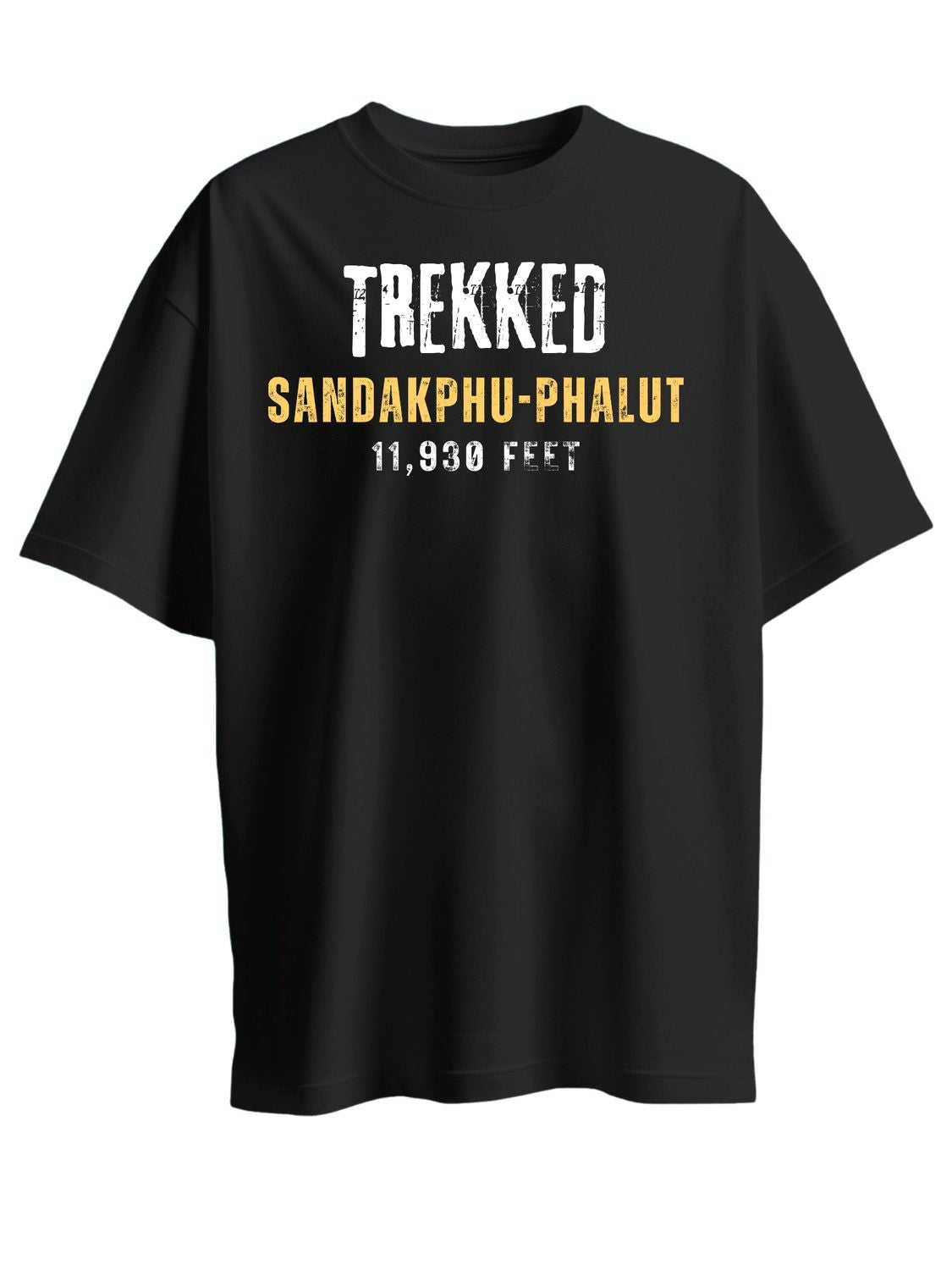Roads to India® Men's Cotton Trekking T-Shirt – Trekked Sandakphu–Phalut Graphic Tee | Regular & Oversized | 180/220 GSM | Half Sleeve, Round Neck | S–5XL | Black, Blue, Red, Grey, Olive