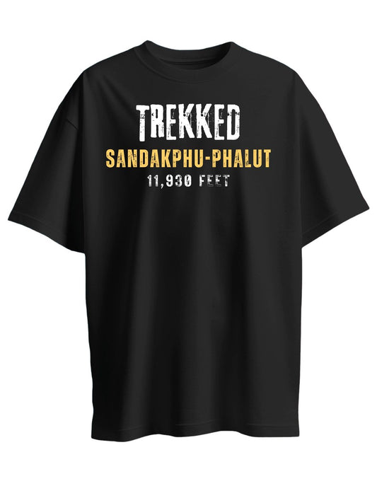 Roads to India® Men's Cotton Trekking T-Shirt – Trekked Sandakphu–Phalut Graphic Tee | Regular & Oversized | 180/220 GSM | Half Sleeve, Round Neck | S–5XL | Black, Blue, Red, Grey, Olive