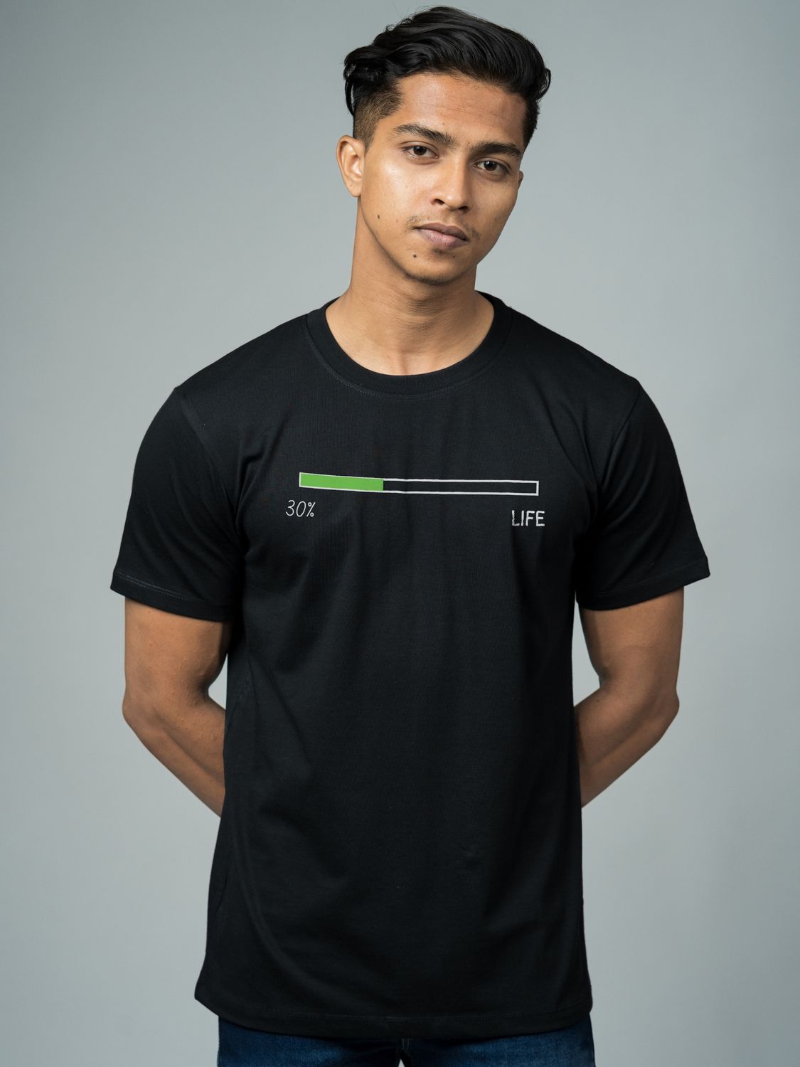 Roads to India® Men's Pure Cotton Casual T-Shirt – Life Percentage Graphic Tee | Unisex Fit (Regular & Oversized) | 180/220 GSM | Half Sleeve, Round Neck | S–5XL | Black, Navy Blue