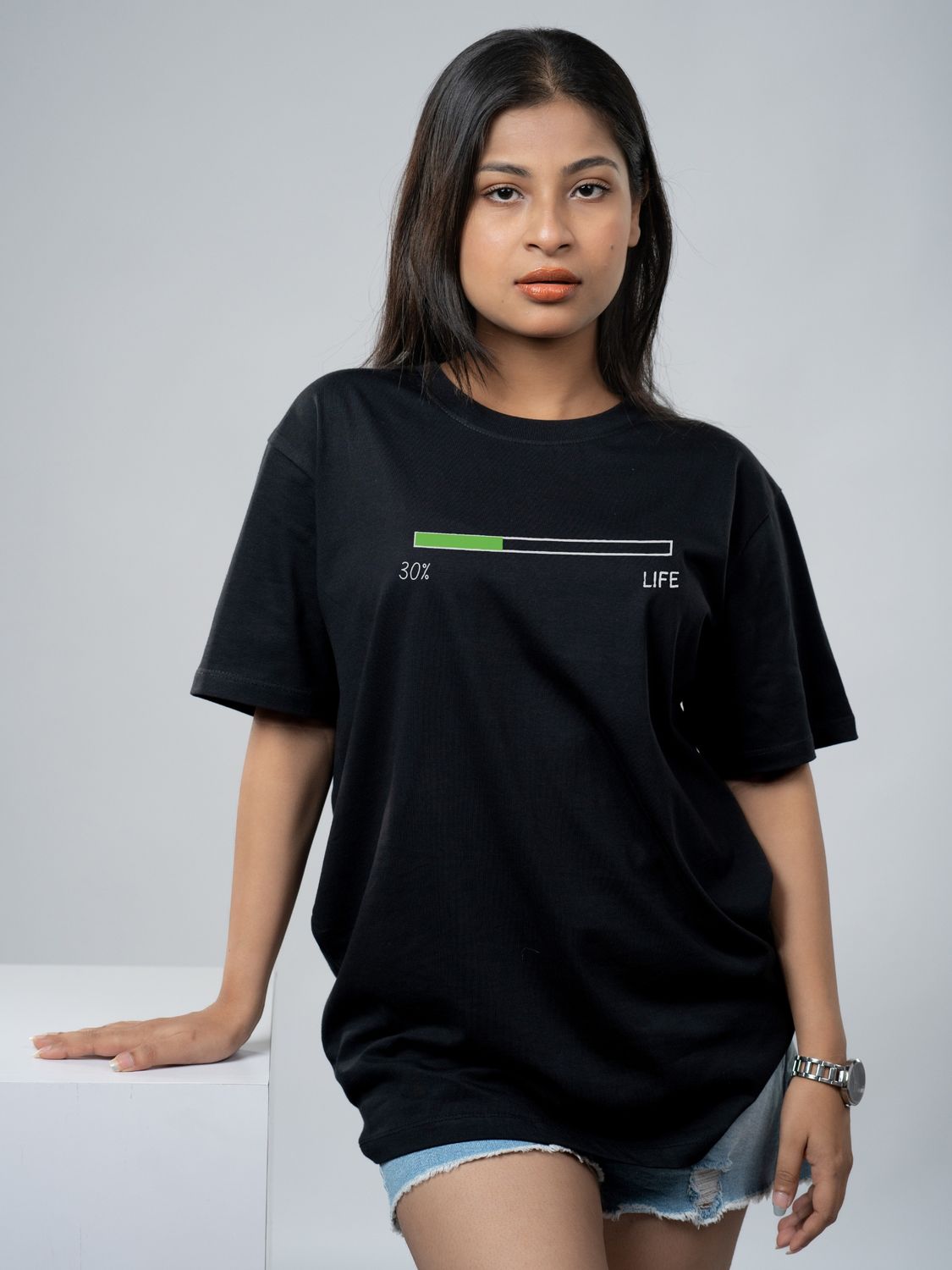 Roads to India® Men's Pure Cotton Casual T-Shirt – Life Percentage Graphic Tee | Unisex Fit (Regular & Oversized) | 180/220 GSM | Half Sleeve, Round Neck | S–5XL | Black, Navy Blue