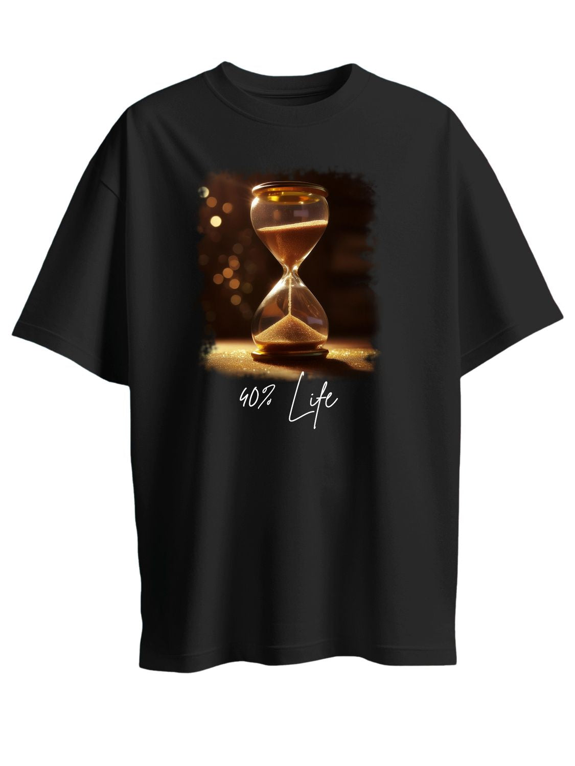 Roads to India® Men's Pure Cotton Casual T-Shirt – Life Percentage Hour Glass Graphic Tee | Unisex Fit (Regular & Oversized) | 180/220 GSM | Half Sleeve, Round Neck | S–5XL | Black, Navy Blue