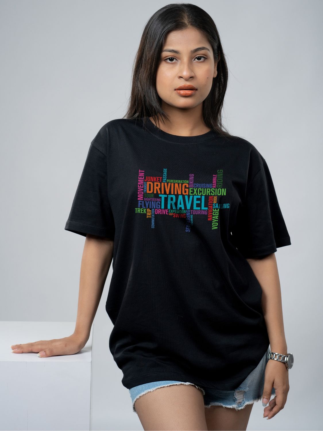 Roads to India® Cotton T-Shirt for Men – Travel Typography Graphic Print Tee | Half Sleeve Round Neck | Unisex Regular Fit | 180 GSM | White, Black | S to 5XL