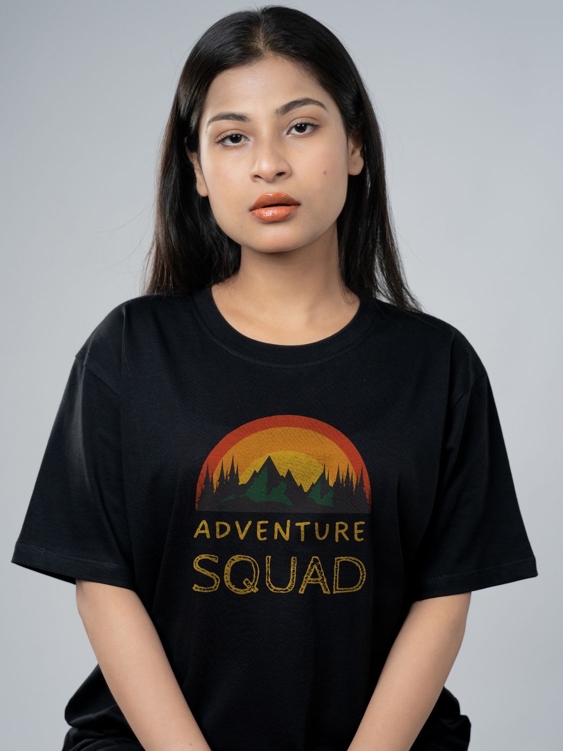 Roads to India® Cotton T-Shirt for Men – Adventure Squad Graphic Print Tee | Half Sleeve Round Neck | Unisex Regular Fit | 180 GSM | Black, Navy Blue, Olive, Red | S to 5XL