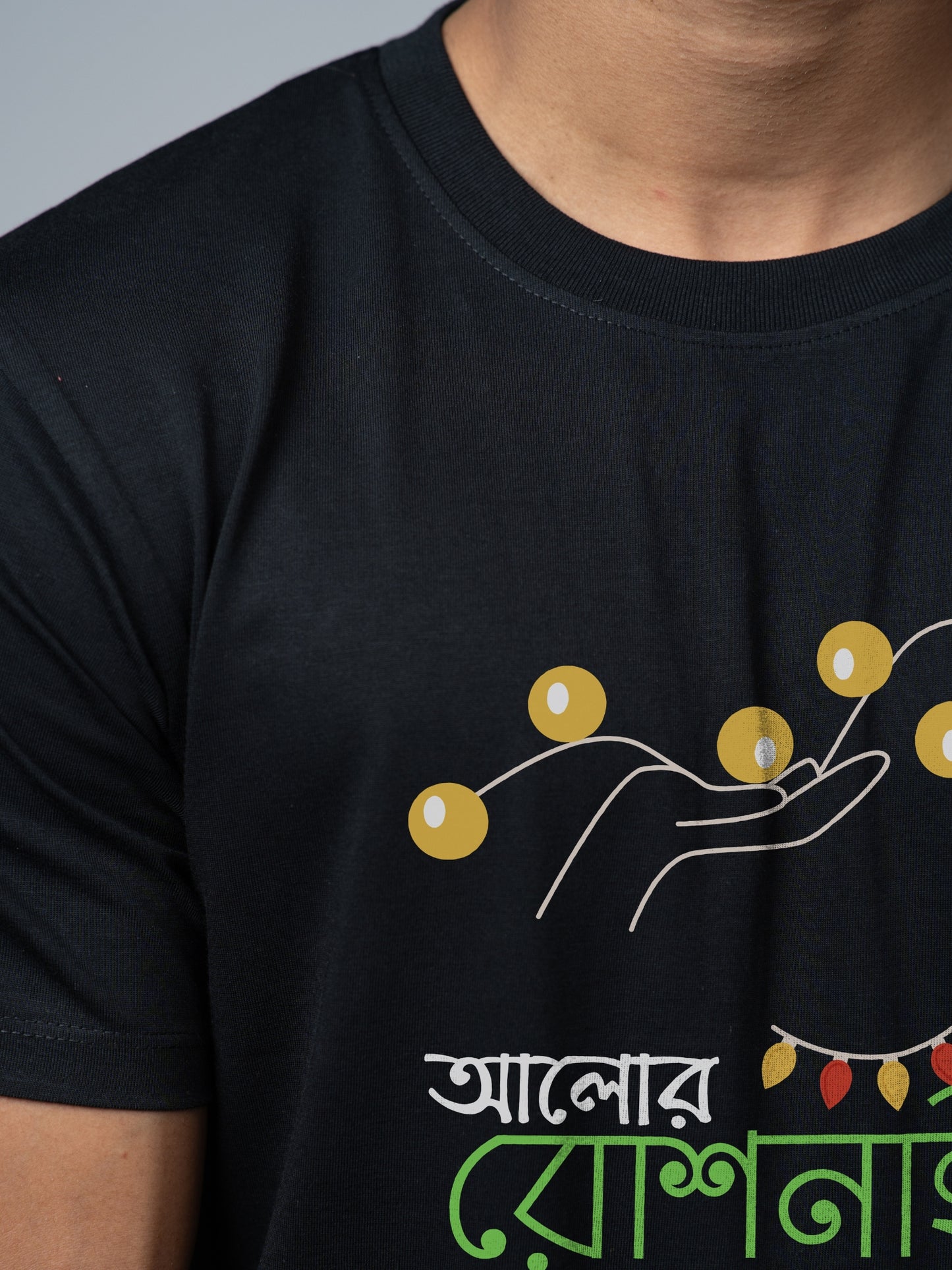 Roads to India® T-Shirt for Men – 100% Cotton Diwali in Kolkata Half Sleeve Round Neck Graphic Print Tee | Unisex Regular & Oversized Fit | 180/220 GSM | S–5XL | Black, Navy Blue
