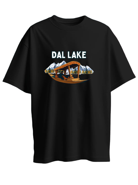 Roads to India® Pure Cotton Regular, Oversized Travel t-shirt for Men - Dal Lake - Unisex Round Neck Printed Casual fit Drop Shoulder 180-220 GSM | S - 5XL | Black, Blue, White