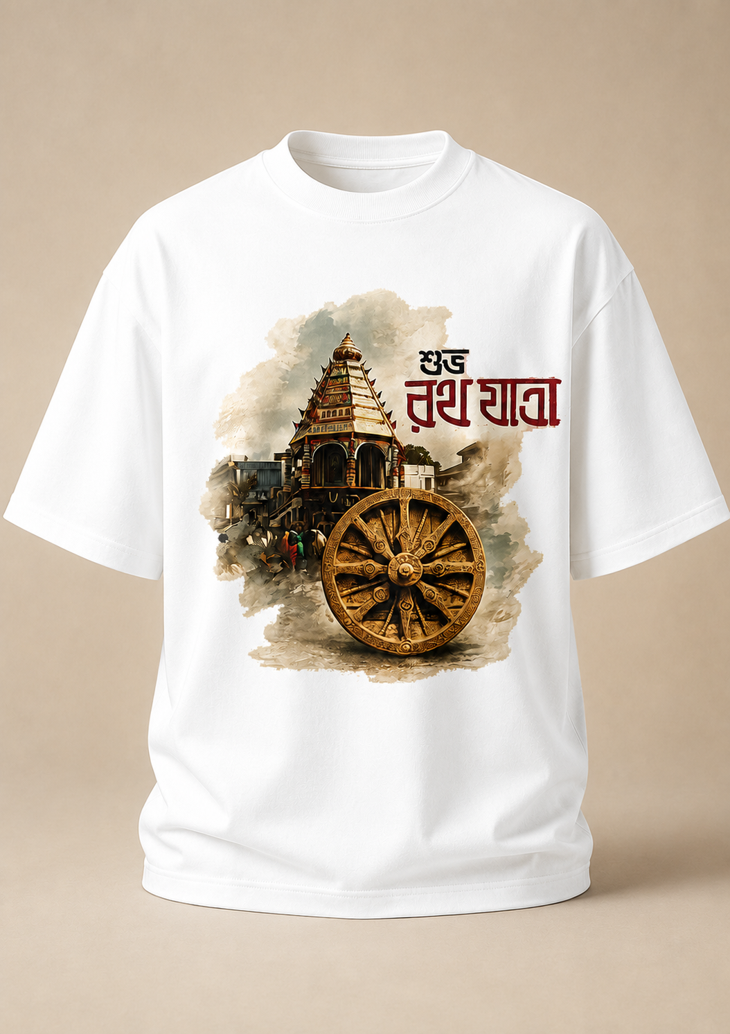 Roads to India Jai Jagannath Graphic T-Shirt | 180 GSM Cotton | Regular Fit | White
