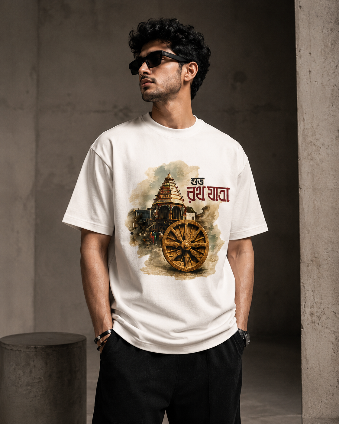 Roads to India Jai Jagannath Graphic T-Shirt | 180 GSM Cotton | Regular Fit | White