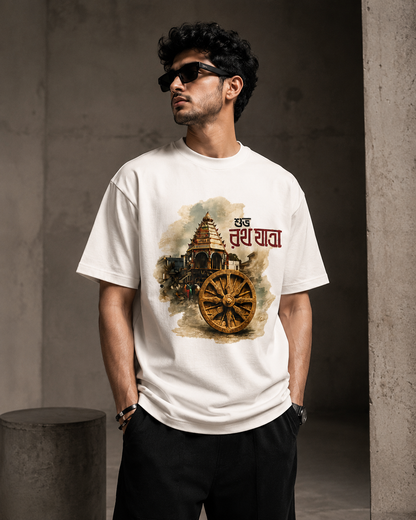 Roads to India Jai Jagannath Graphic T-Shirt | 180 GSM Cotton | Regular Fit | White