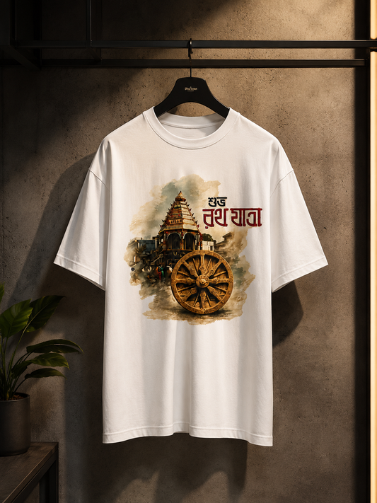 Roads to India Jai Jagannath Graphic T-Shirt | 180 GSM Cotton | Regular Fit | White