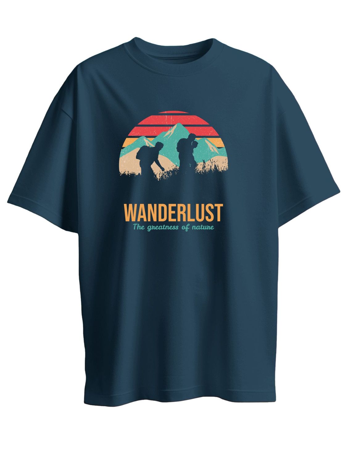 Roads to India® Cotton T-Shirt for Men and Women – WANDERLUST Graphic Print Tee | Half Sleeve Round Neck | Unisex Regular & Oversized Fit | 180/220 GSM | Black, Navy Blue | S to 5XL