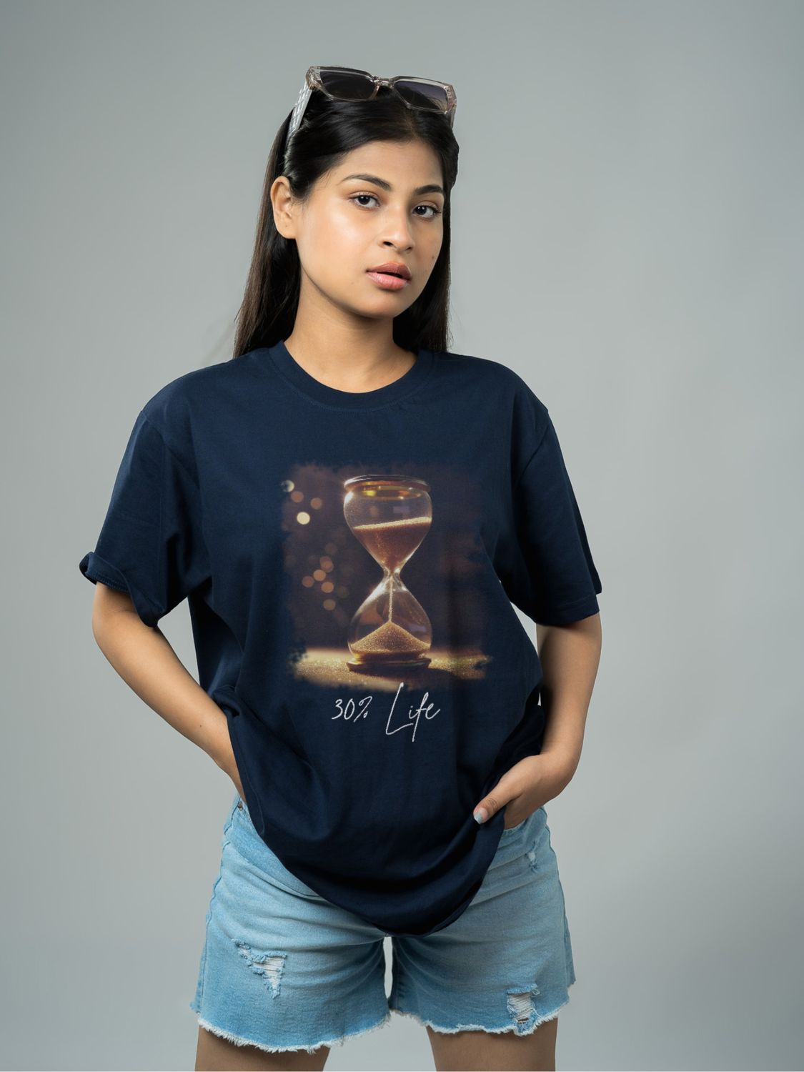 Roads to India® Men's Pure Cotton Casual T-Shirt – Life Percentage Hour Glass Graphic Tee | Unisex Fit (Regular & Oversized) | 180/220 GSM | Half Sleeve, Round Neck | S–5XL | Black, Navy Blue