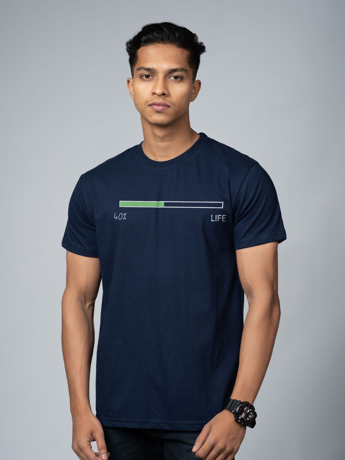 Roads to India® Men's Pure Cotton Casual T-Shirt – Life Percentage Graphic Tee | Unisex Fit (Regular & Oversized) | 180/220 GSM | Half Sleeve, Round Neck | S–5XL | Black, Navy Blue