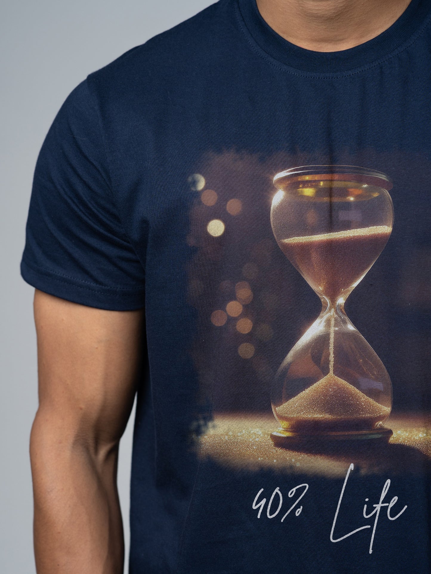 Roads to India® Men's Pure Cotton Casual T-Shirt – Life Percentage Hour Glass Graphic Tee | Unisex Fit (Regular & Oversized) | 180/220 GSM | Half Sleeve, Round Neck | S–5XL | Black, Navy Blue