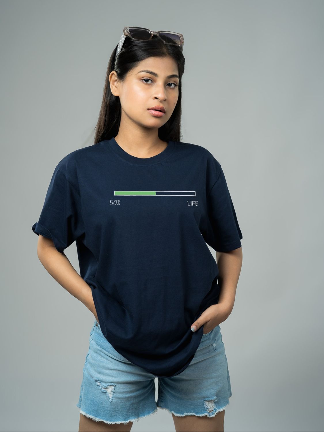 Roads to India® Men's Pure Cotton Casual T-Shirt – Life Percentage Graphic Tee | Unisex Fit (Regular & Oversized) | 180/220 GSM | Half Sleeve, Round Neck | S–5XL | Black, Navy Blue
