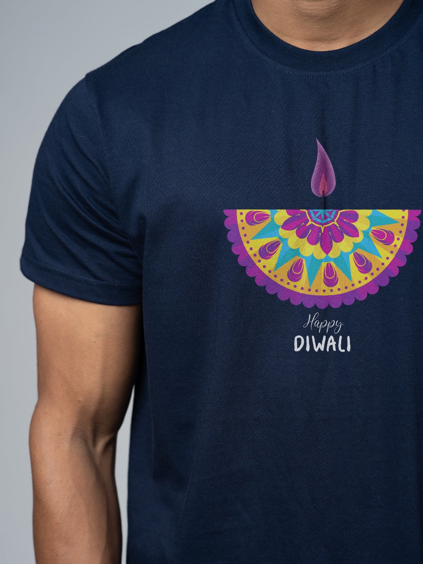 Roads to India® T-Shirt for Men – 100% Cotton Diwali Half Sleeve Round Neck Graphic Print Tee | Unisex Regular & Oversized Fit | 180/220 GSM | S–5XL | Black, Navy Blue, Red, Yellow