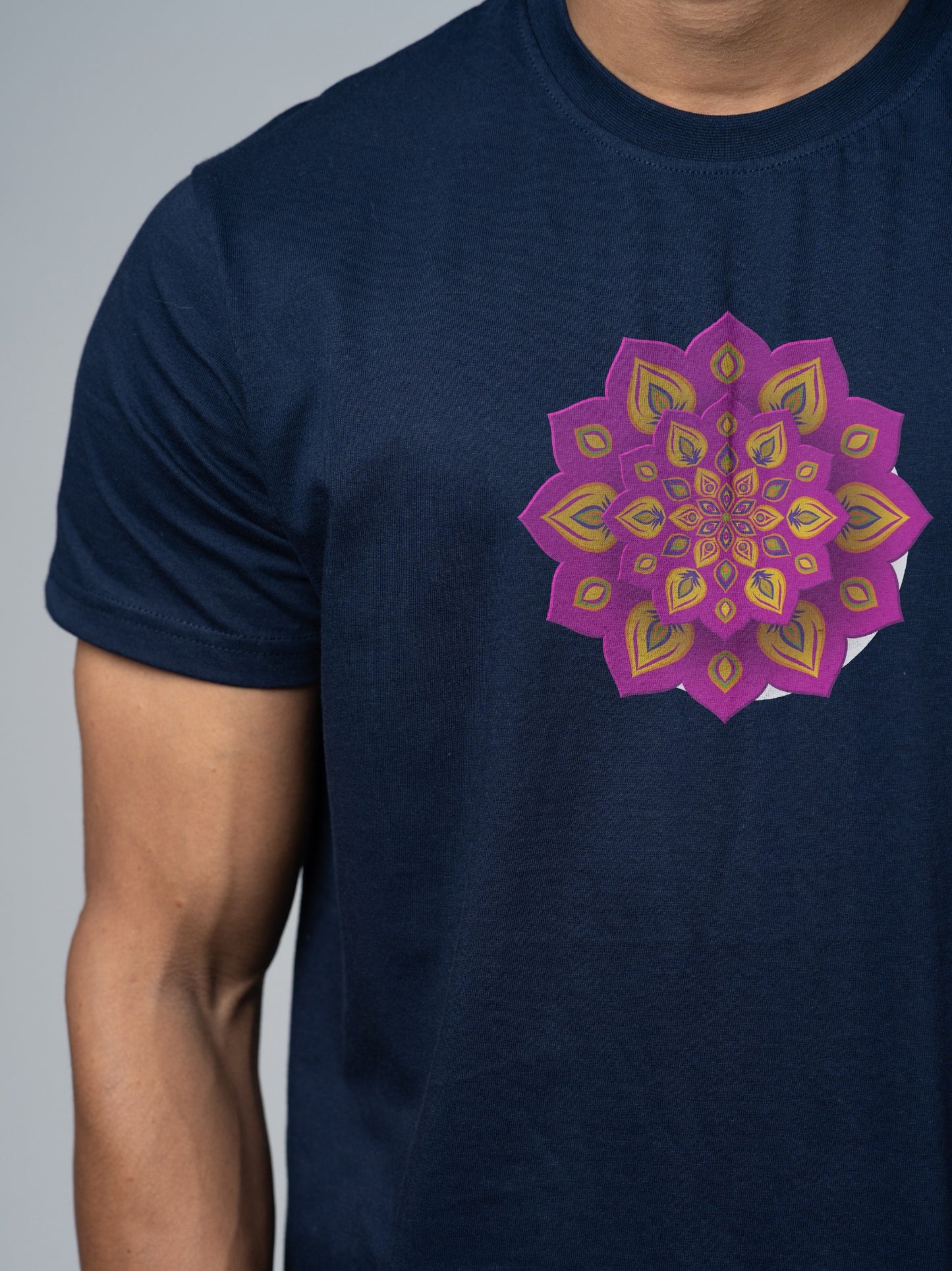 Roads to India® T-Shirt for Men – 100% Cotton Rangoli Half Sleeve Round Neck Graphic Print Tee | Unisex Regular & Oversized Fit | 180/220 GSM | S–5XL | Black, Navy Blue, Olive Green, Yellow, White