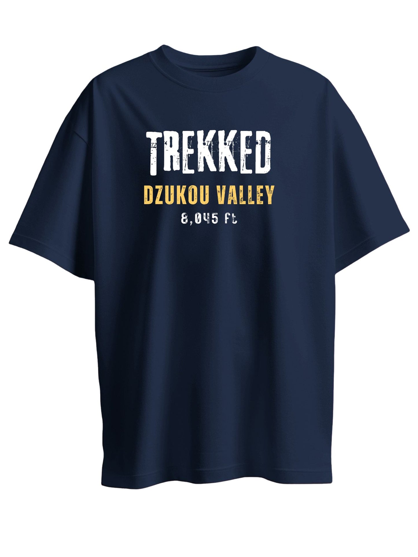 Roads to India® Men's Cotton Trekking T-Shirt – Trekked Dzukou Valley Graphic Tee | Unisex Fit (Regular & Oversized) | 180/220 GSM | Half Sleeve, Round Neck | S–5XL | Black, Navy Blue