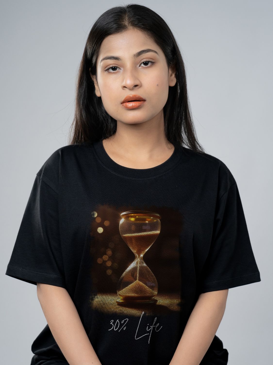 Roads to India® Men's Pure Cotton Casual T-Shirt – Life Percentage Hour Glass Graphic Tee | Unisex Fit (Regular & Oversized) | 180/220 GSM | Half Sleeve, Round Neck | S–5XL | Black, Navy Blue