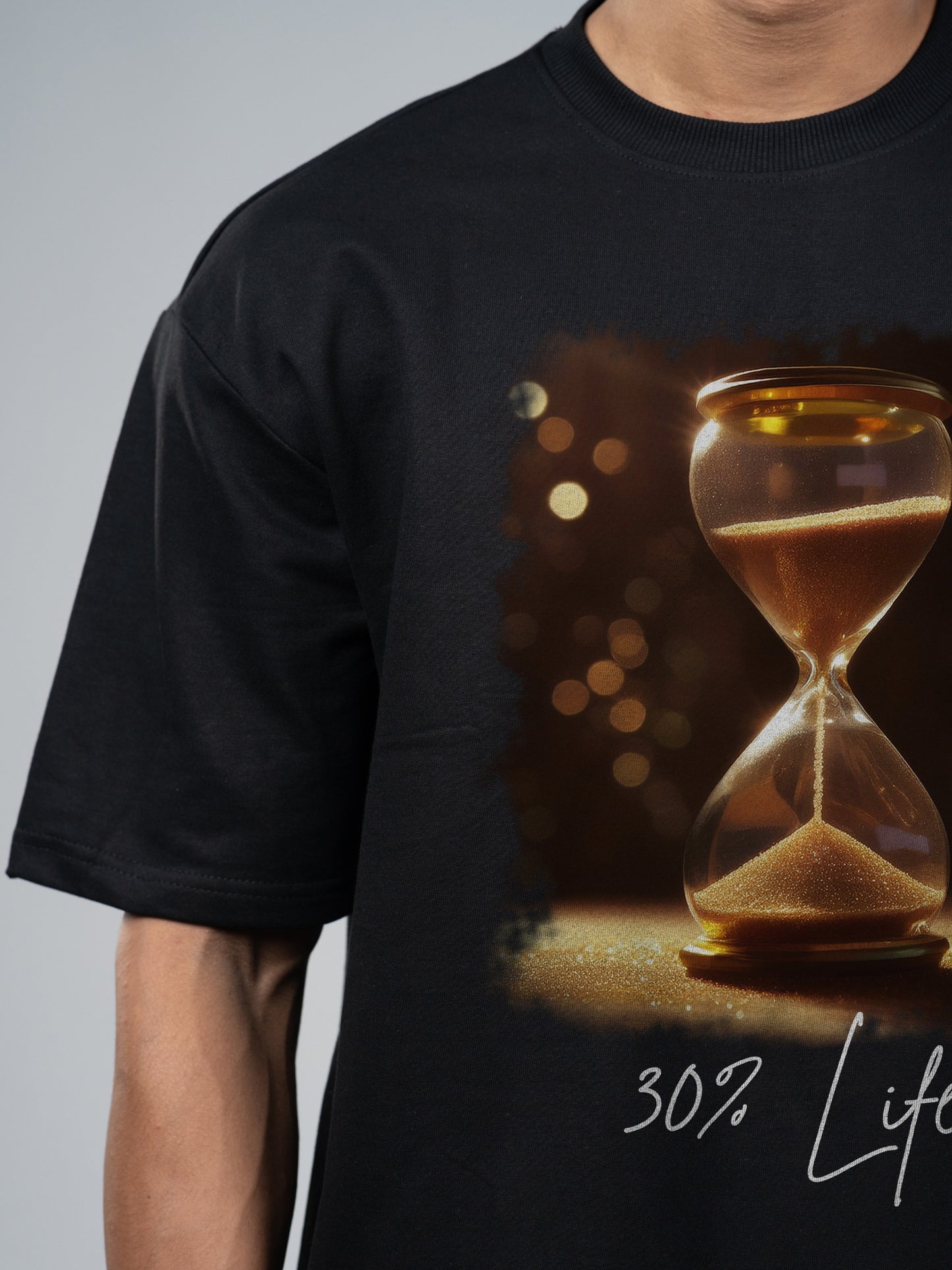 Roads to India® Men's Pure Cotton Casual T-Shirt – Life Percentage Hour Glass Graphic Tee | Unisex Fit (Regular & Oversized) | 180/220 GSM | Half Sleeve, Round Neck | S–5XL | Black, Navy Blue