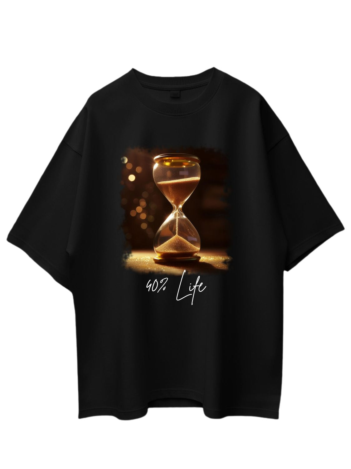Roads to India® Men's Pure Cotton Casual T-Shirt – Life Percentage Hour Glass Graphic Tee | Unisex Fit (Regular & Oversized) | 180/220 GSM | Half Sleeve, Round Neck | S–5XL | Black, Navy Blue