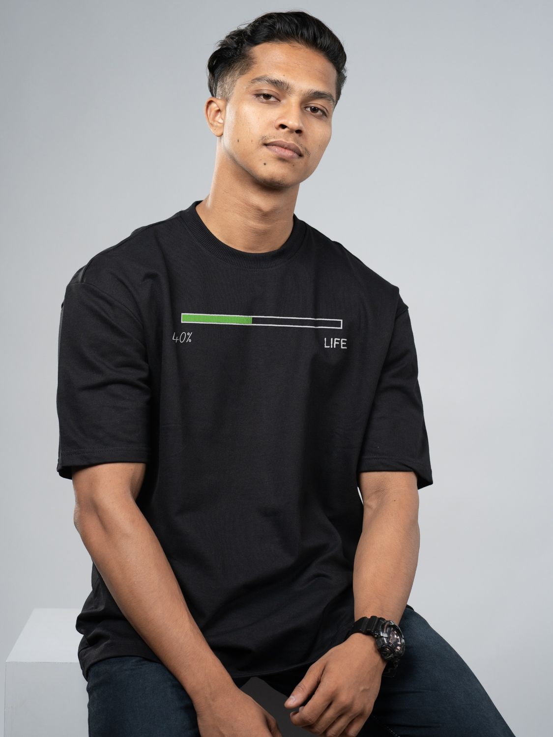 Roads to India® Men's Pure Cotton Casual T-Shirt – Life Percentage Graphic Tee | Unisex Fit (Regular & Oversized) | 180/220 GSM | Half Sleeve, Round Neck | S–5XL | Black, Navy Blue